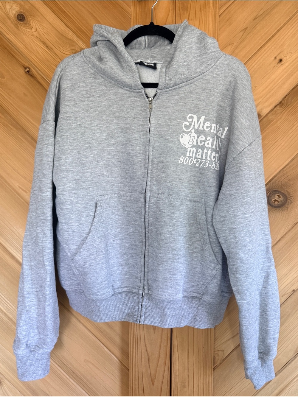 'Mental Health Matters' Grey Zip-Up Hoodie